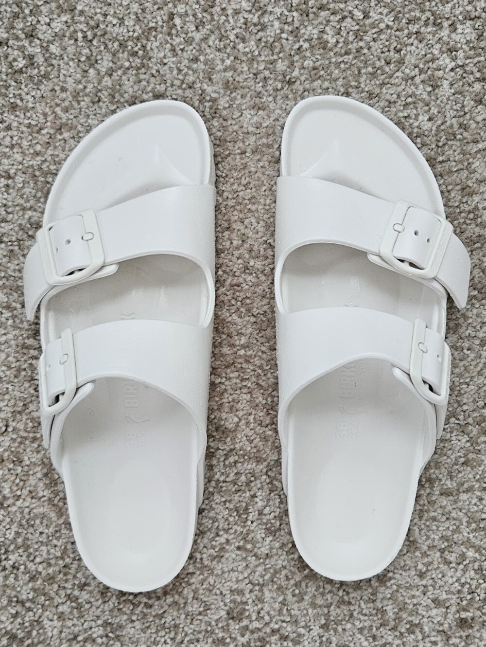 Birkenstock White Slide Sandals with Twin Straps